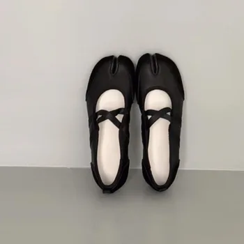 Schwarz Silber Rot Ballerinas Trainer Frauen Split Toe Ballerina Tabi Walking Turnschuhe Frau Mary Jane Schuhe