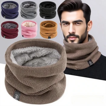 Winter Warm Gestrickter Halstuch für Damen Herren Plüsch Vollmaske Outdoor Kaschmir Einfarbig Halstücher Dicke