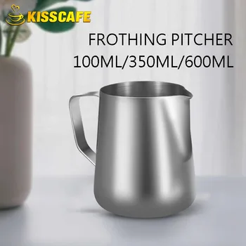 Milchaufschäumer Krug Edelstahl Behälter 100ML 350ML 600ML Aufschäumen Krug Kaffeetassen Latte Barista