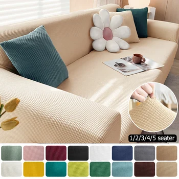 Sofabezug Elastisch für Wohnzimmer Zuhause Jacquard Stretch Schonbezüge Eckcouchbezüge 1/2/3/4 Sitzer L-Form
