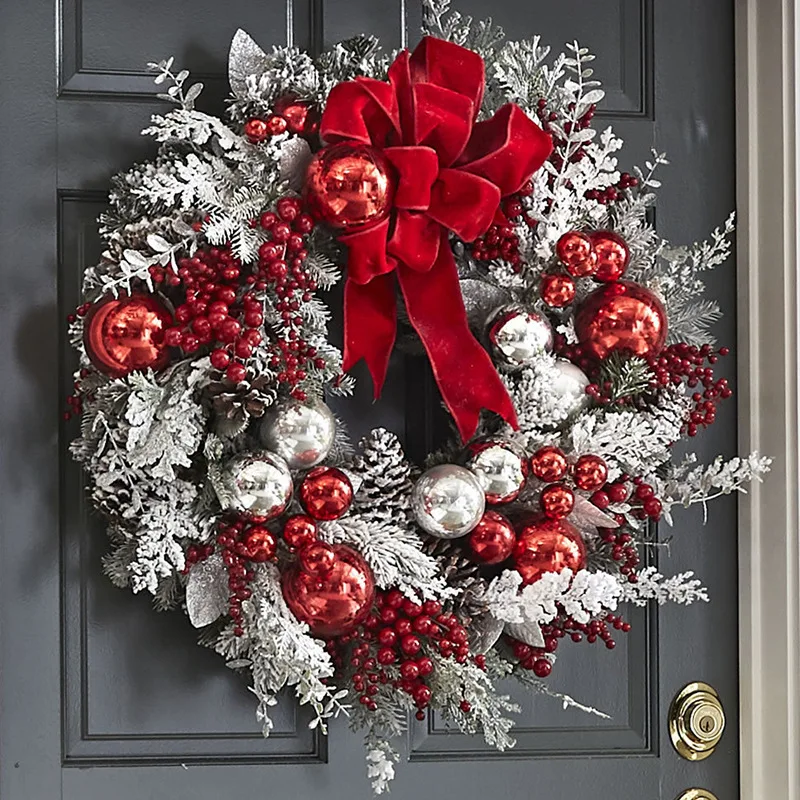 Weihnachtskranz-Rattan-Set Weihnachtsdekorationen Schleife – Bild 3