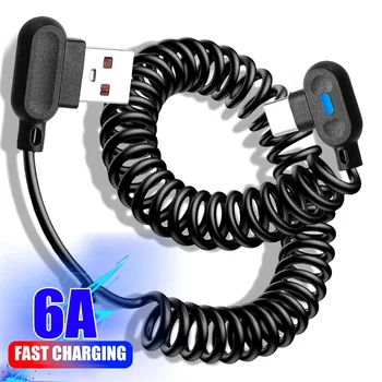 6A Schnellladekabel mit kurzer Feder, USB Typ C, Ellenbogen-Schnellladekabel für Samsung Huawei Xiaomi