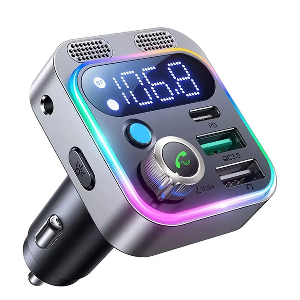 Bluetooth 5.3 FM Sender 4 Port USB Auto Ladegerät Typ C PD