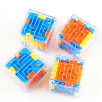 Mini 3D Labyrinth-Zauberwürfel Sechsseitiger Transparenter Puzzle-Speedcube Rollender Kugel-Labyrinth-Würfel