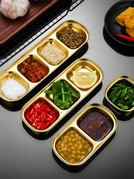 Geteilte Gewürzsauce-Tauchschüssel aus Edelstahl, 1/2/3/4 Fächer, koreanische Ketchup-Saußenschüssel