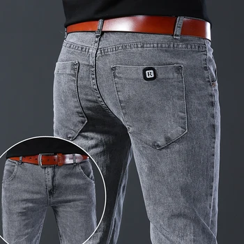 Jeans im neuen Stil, Slim-Fit für Herren, bequeme, elastische graue Hose mit geradem Bein im koreanischen Stil