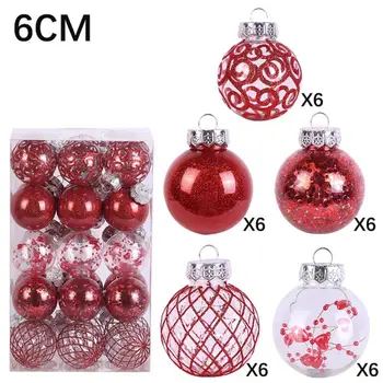 Modisches Kunststoff-Weihnachtskugel-Set, 6 cm, 10 Farben, Weihnachtsbaumkugeln, aufhängbare Weihnachtskugeln