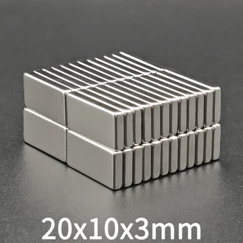 20 x 10 x 3 mm Block-Rechteckmagnet 20 mm x 10 mm x 3 mm, superstark, stark magnetisch, permanent, 20 x 10 x