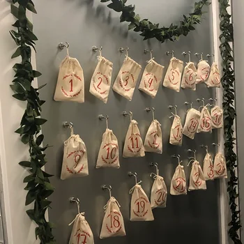 Advent Kalender Kit Taschen Diy Weihnachten Baum Ornament Bauernhaus Frohe Weihnachten Ave Strumpf (25 Stück)