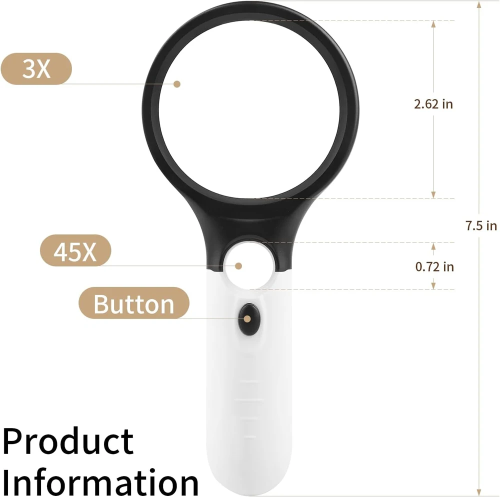 45X Professionelle Lupe Schmuck Lupe Mit LED-Licht Handlupe – Bild 4