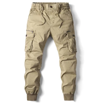 Baumwolle Männer Cargo Hosen Khaki Casual Männer Taktische Jogger Cargo Multi-Tasche Mode Schwarz Armee
