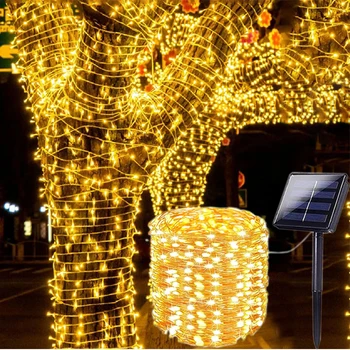 LED Solar Licht Outdoor Garten Fee String Licht Led Twinkle Wasserdichte Lampe für Weihnachten Terrasse Baum