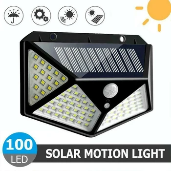 100 LED Solar-Außenleuchte für Gartendekoration, wasserdicht, solarbetrieben, mit Bewegungssensor