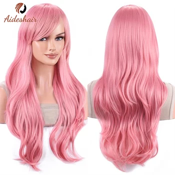 Aideshair synthetische Perücke, modische Perücken, 28 Zoll, 70 cm langes, gewelltes, lockiges Haar