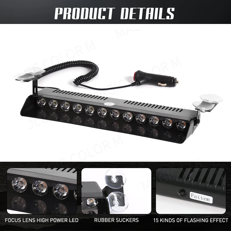 12 LED Auto Strobe Licht Flash Warnung Signal Leuchtfeuer – Bild 3