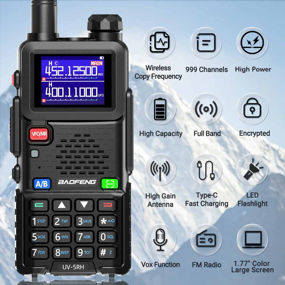 Baofeng UV 5RH 10W Air Band Walkie Talkie Long Range Wireless – Bild 3