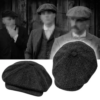 Retro Newsboy Caps für Herren, achteckige Hüte, britische Malerhüte, Herbst-Winter-Baskenmützen