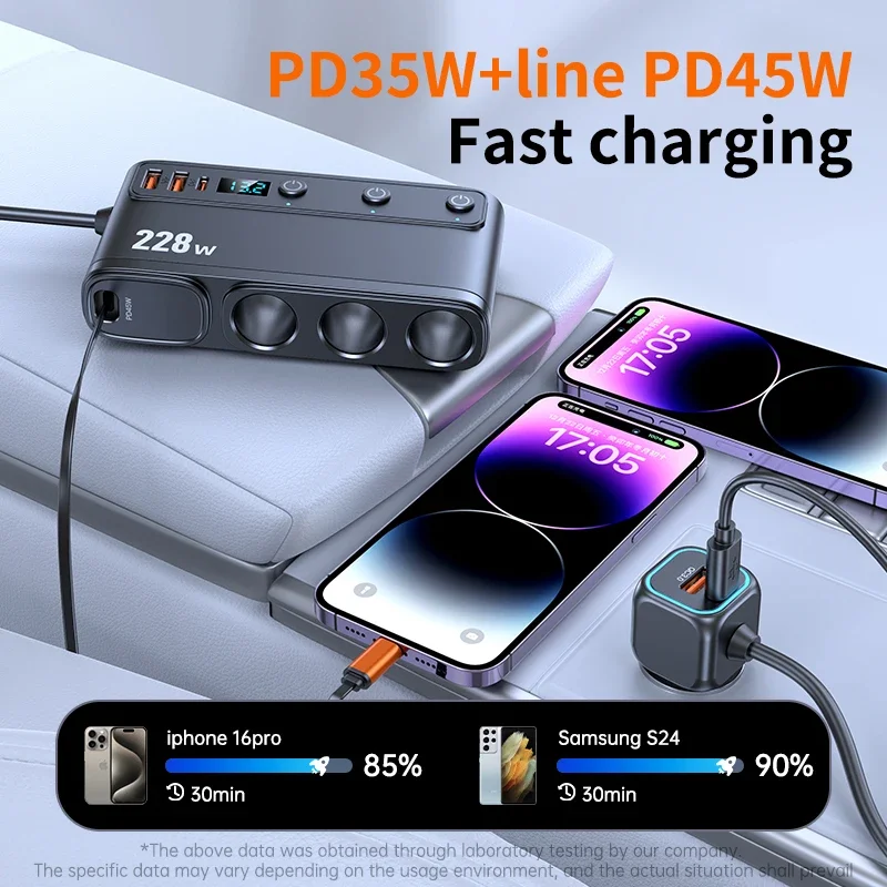 Auto-Mehrfachsteckdose 228 W, 9-in-1, mit USB-C PD und – Bild 2