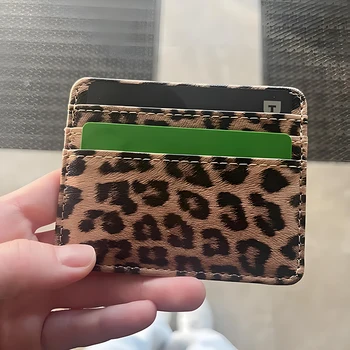 Classics Kartenetui aus PU-Leder mit Leopardenmuster, modisch, für Bus, Ausweis, Business, Münzen, Geld
