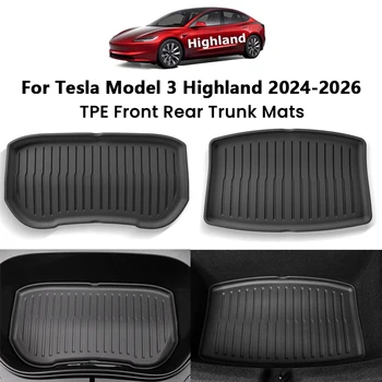 Tesla Model 3+ Highland 2024-2026 Auto Vordere und Hintere Kofferraummatte TPE Unterer Kofferraum Schutzmatte