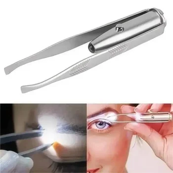 Tragbare Edelstahl-Augenbrauenpinzette mit Intelligenter LED-Beleuchtung - Make-up-Entfernungswerkzeug