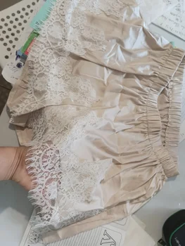 Y2k Coquette Lounge Slip Pyjamas Shorts French Knickers Damen Satin Seide Shorts Vintage Spitzenbesatz Mini