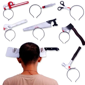 Halloween Horror Requisiten Blut gefälschte Axt Sägen Messer Stirnband für Halloween Party Maskerade Unfug