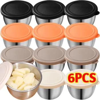Edelstahl Sauce Tasse mit Deckel Salat Dressing Container Wiederverwendbare Salat Dipping Dish Tragbare Grill