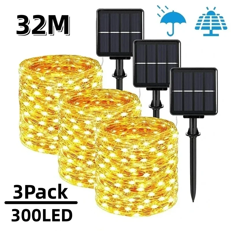 7m/12m/22m/32m LED Solar Licht Outdoor Garten Fee String