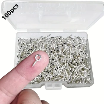 Mini-Schraubösen 8 x 4 mm Haken Selbstschneidende Schrauben für Kunst & Handwerk Korkflaschen DIY (100 Stück)