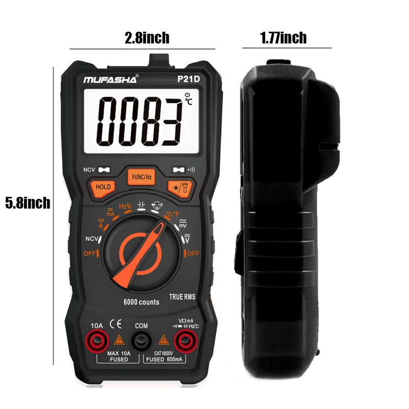 MUFASHA P21D Digitales Multimeter 6000 COUNTS NCV – Bild 3