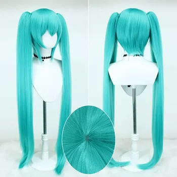 Hatsune Miku Anime Cosplay Perücke, 110 cm Doppel-Pferdeschwanz-Kunstfaser-Perücke, Halloween, Weihnachten