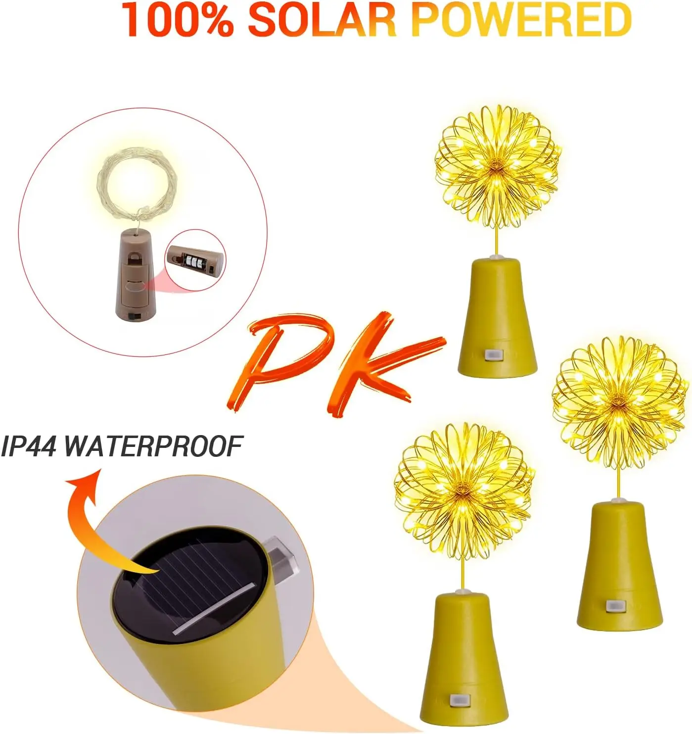 10/20LEDs Solar Wein Flasche String Licht Solar Kupfer Draht – Bild 2