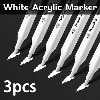 Weiße Acrylmarker, permanenter Stift, Künstlerbedarf für schwarzes Papier, Reifen, Kunststoff (5 Stück)