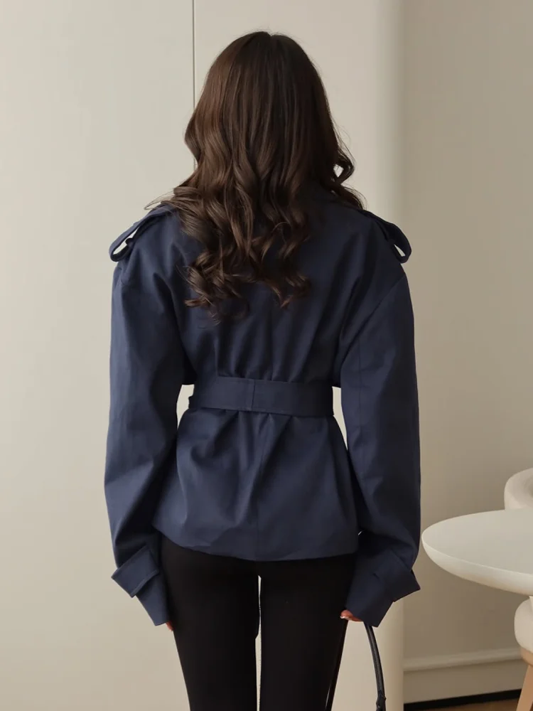 Damen Taillierter Windbreaker Modischer Einfarbiger – Bild 2