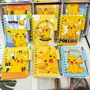 Pokemon Pikachu Notizbuch, niedlicher Cartoon, Schulbedarf, tragbares Tagebuch, Mode, Bürobedarf, Spulenbuch