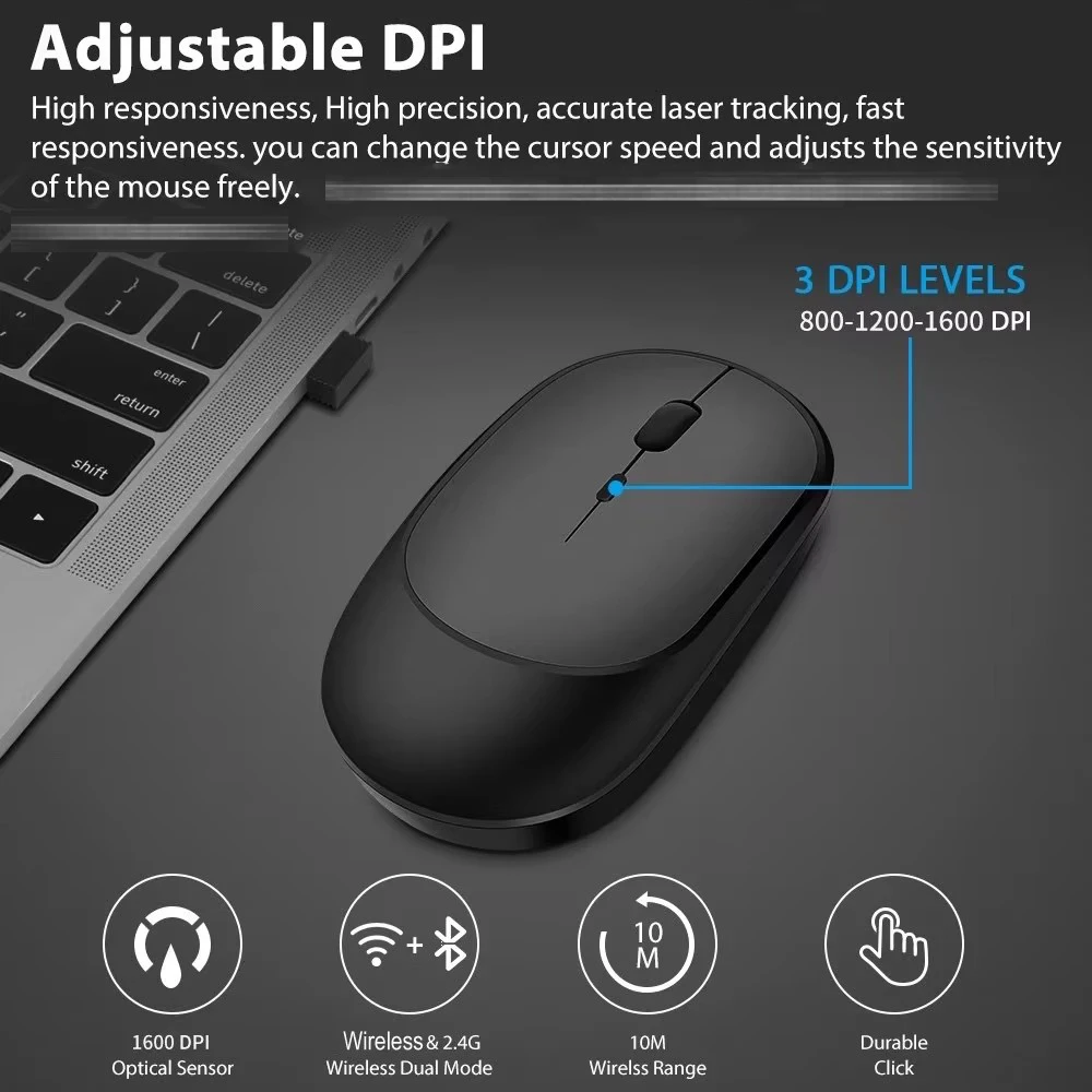 Drahtlose Maus, wiederaufladbare Maus, Gamer, Dual-Modi – Bild 4