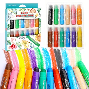 8/12 Farben Basteln Farbstäbchen Farbe Solid Painting Stick Waschbare Farbstäbchen Zeichnung Graffiti-Kunst