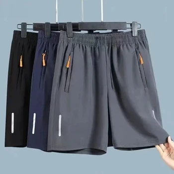 Sommer Herren Shorts Eisseide Laufshorts Gym Sport Shorts Schnelltrocknend Atmungsaktiv Strand Kurze Hose