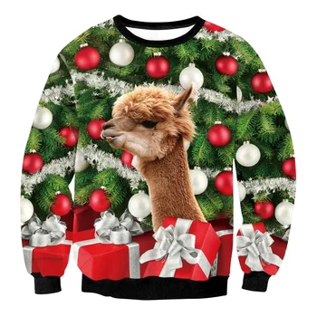 Weihnachtspullover Herbst-Weihnachtskleidung mit Hirschkopf Digitaldruck Cosplay-Oberteil Modische