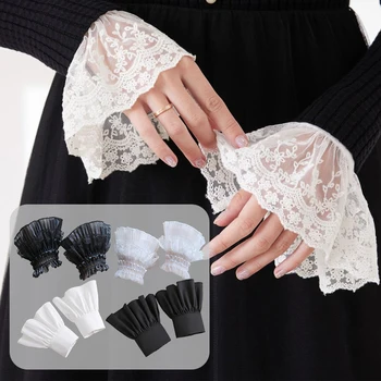 Abnehmbare Spitze gefälschte Armstulpen für Frauen Blumenstickerei gefälschte Manschetten Braut Hochzeit Bluse