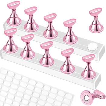 Nagel-Übungsständer mit 100 Stück doppelseitigem Klebeband, Press-On-Nagelhalter für Nagelmalerei (2 Stück)