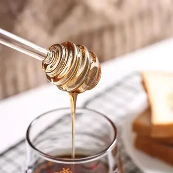 Transparenter Glas-Honiglöffel Langlebiger Sirupspender-Stab Kaffeemixer für Honiggläser Küchenzubehör