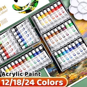Acrylfarben-Set, 12/18/24 Farben, 5 ml/0,17 Unzen, wasserfeste, tragbare Kunst, reichhaltige Pigmente