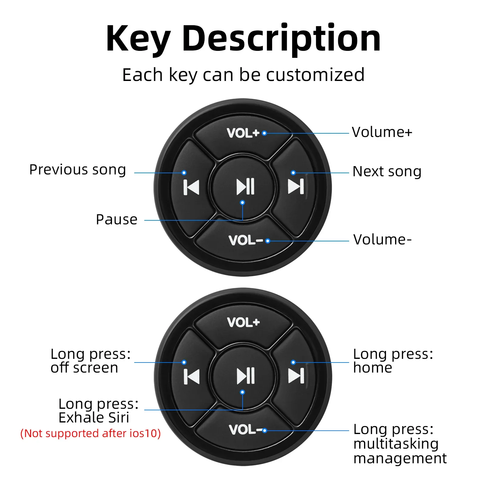 Musik-Player Lenkrad Drahtlose Bluetooth Fernbedienung Media – Bild 2