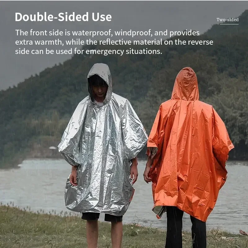 Notfall Regenmantel Poncho Wasserdichte Regenbekleidung Decke – Bild 2