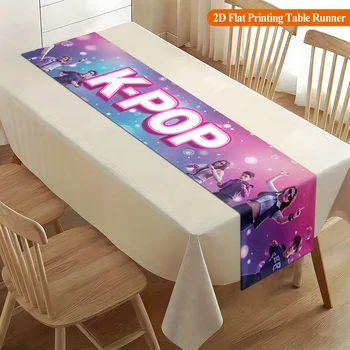 Kpop Happy Birthday 2D-bedruckter Tischläufer, dekorative rechteckige Tischdecke aus Polyester für drinnen