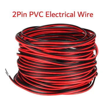 DC12V 2Pin Verlängerung Elektrische Strom Draht 5M ~ 100M Rot Schwarz Verbinden Kabel 18 20 22 AWG PVC Kupfer