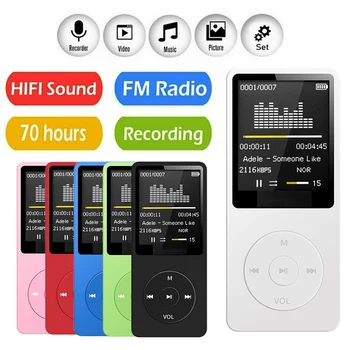 Tragbarer MP3-Player, wiederaufladbar, Aufzeichnung, Rauschleitung, Medien, verlustfreie