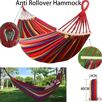 Outdoor-Camping-Hängematte aus Segeltuch, Anti-Rollover, tragbar, verdickter Stoff, Einzel-/Doppel-Hängematte